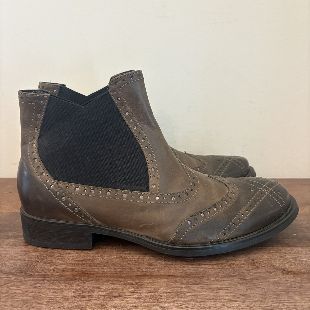 Donald Pliner Chelsea Boots Wingtip Brogue Brown Leather Western Men's Size 10 - Picture 6 of 13